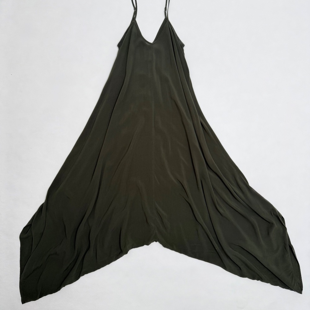 Silence + Noise Olive Green Harem Jumpsuit Romper M Boho Relaxed Wide Leg Rayon - Picture 2 of 6